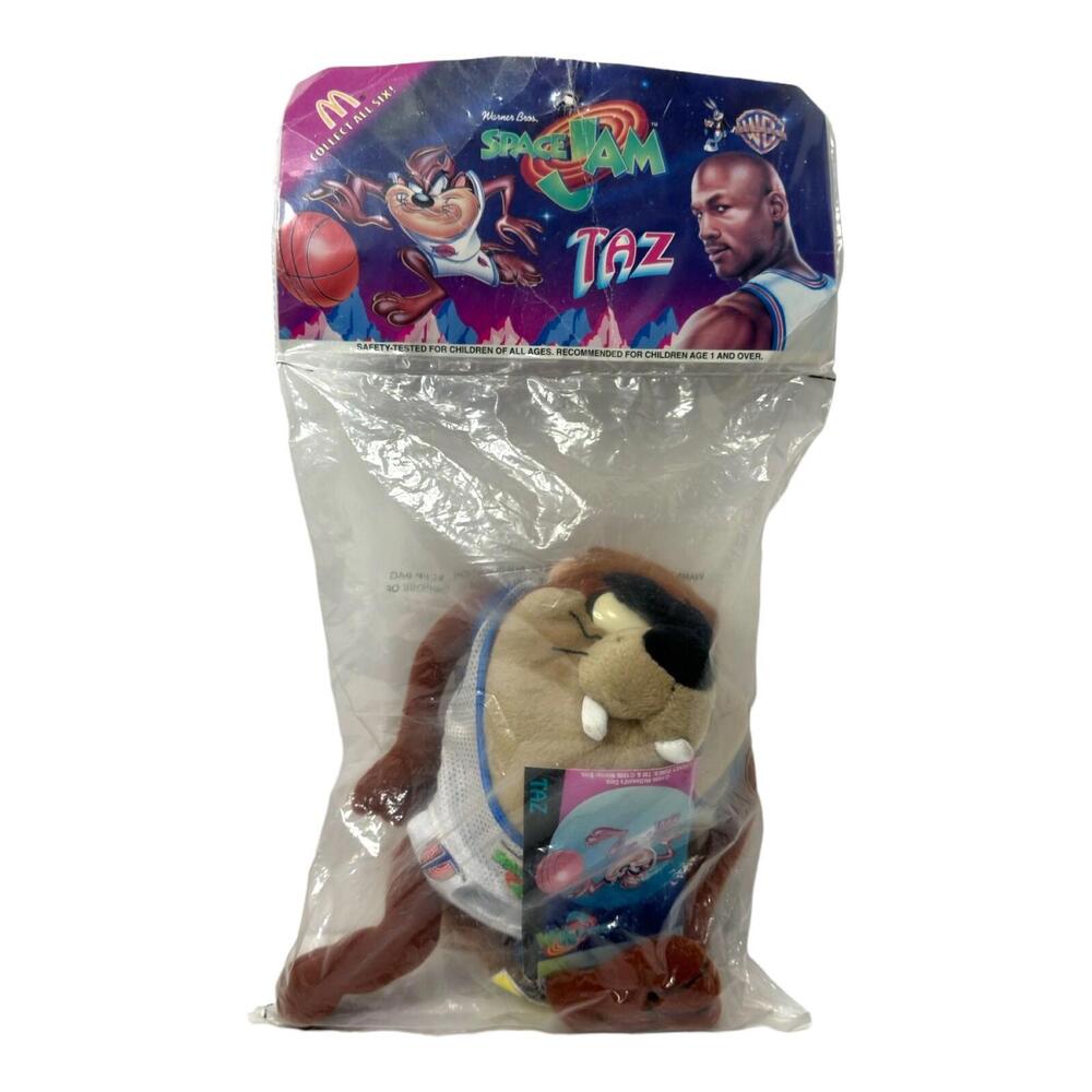 Vintage 1996 McDonalds Warner Bros Space Jam TAZ Plush Toy Sealed Michael Jordan - Picture 2 of 7